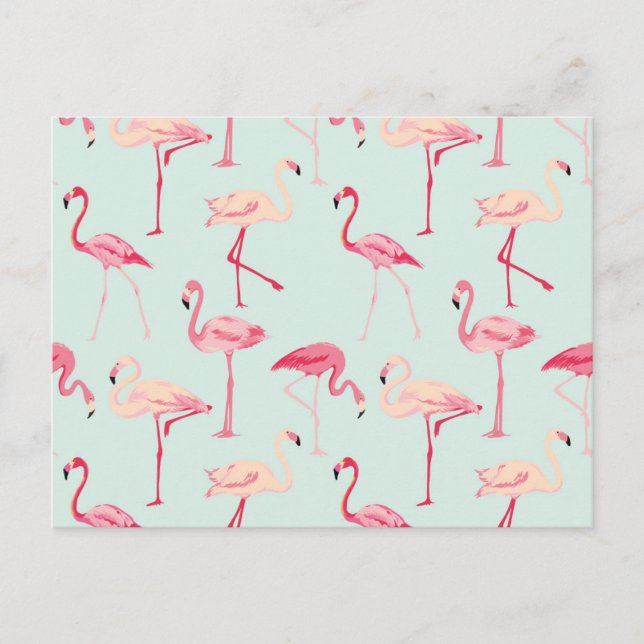 Cartão Postal Retro Flamingo Pattern (Frente)