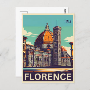 Cartão Postal Retro Florence, firenze os presentes de viagem itá
