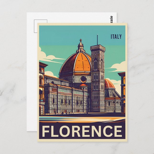 Cartão Postal Retro Florence, firenze os presentes de viagem itá (Frente/Verso)