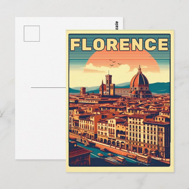 Cartão Postal Retro Florence, firenze os presentes de viagem itá (Frente/Verso)