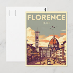 Cartão Postal Retro Florence, firenze os presentes de viagem itá