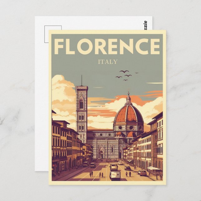 Cartão Postal Retro Florence, firenze os presentes de viagem itá (Frente/Verso)