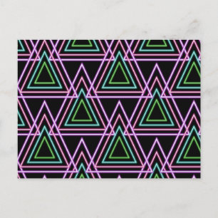 Cartão Postal Retro Geométrico Neon Colorido Preto Triângulos do