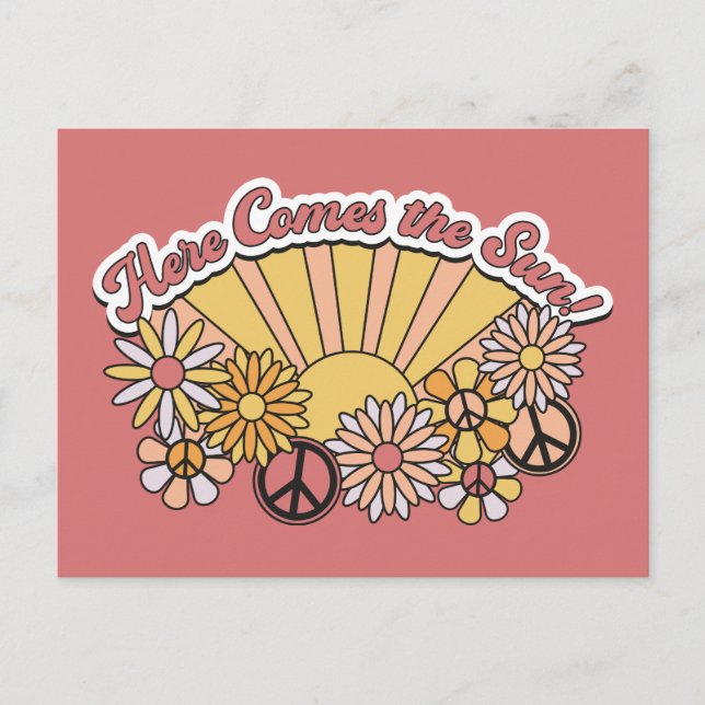 Cartão Postal Retro Groovy | Aqui vem o gráfico da vindima solar (Frente)