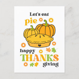 Cartão Postal Retro Groovy Pumpkin Pie Ação de Graças