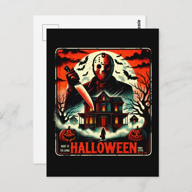 Cartão Postal Retro Halloween Horror Night 80s Slasher Vibes (Frente/Verso)