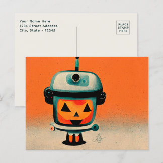 Cartão Postal Retro Halloween Robot 002 ・ Bela Arte Personalizad