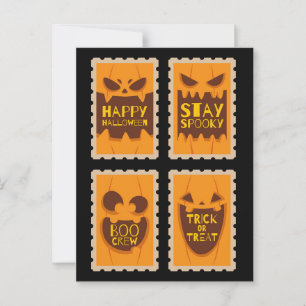 Cartão Postal Retro Halloween Spooky Pumpkin Vintage Boo Crew