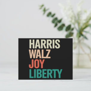 Cartão Postal Retro Harris Valsa 2024 Harris Walz Alegria Liberd
