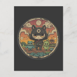Cartão Postal Retro Island Pals: Ninja Cat Crew