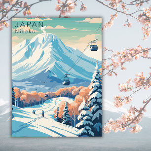 Cartão Postal Retro Japan Niseko Viagem Watercolor