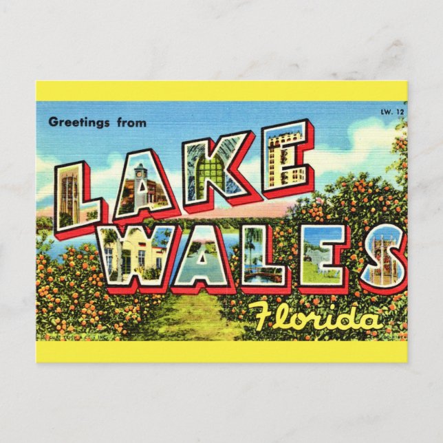 Cartão Postal Retro Lago Wales Flórida (Frente)