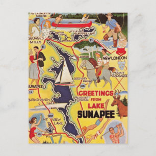 Cartão Postal Retro Lake Sunapee NH