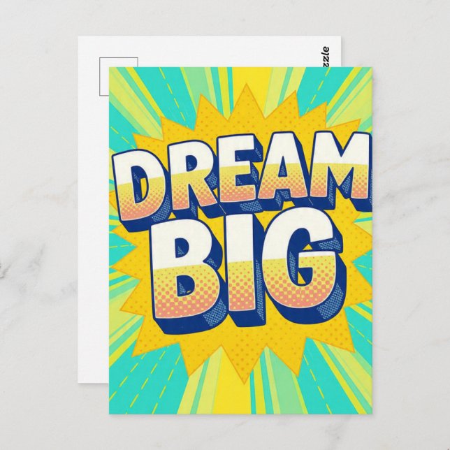 Cartão Postal Retro lettering dream big text (Frente/Verso)