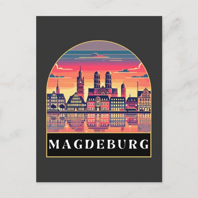 Cartão Postal Retro Magdeburg Skyline (Frente)