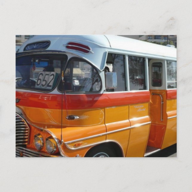 Cartão Postal Retro Malta bus (Frente)