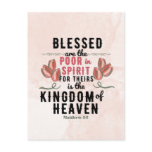 Retro Matthew 5:3 Tulipas Aquarela