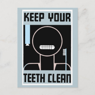 Cartão Postal Retro-minimalista e mantenha seus dentes limpos