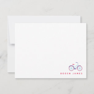 Cartão Postal Retro Moderno Bicicleta Vermelha Azu
