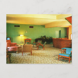 Cartão Postal Retro Motel Lobby, Atenas, GA Vintage