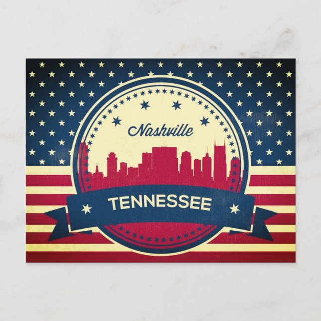 Cartão Postal Retro Nashville Tennessee Skyline (Frente)