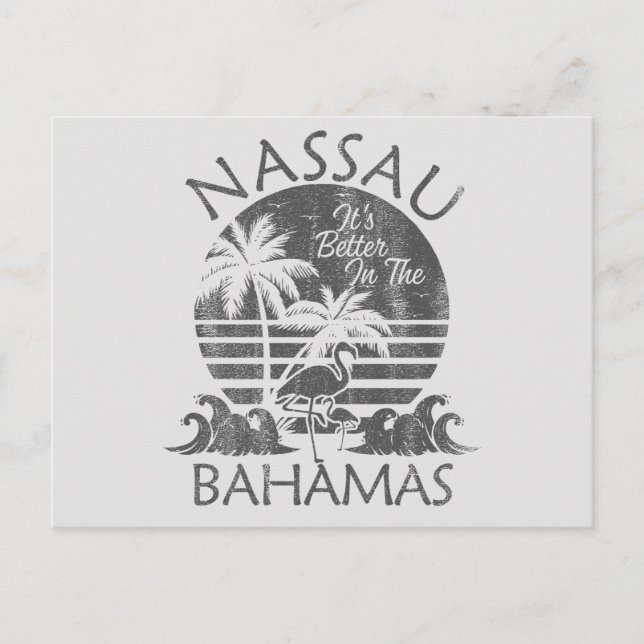 Cartão Postal Retro Nassau Bahamas Pós-Cartaz Cruise (Frente)