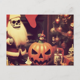 Cartão Postal Retro Natal encontra Halloween