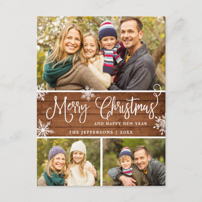 Cartão Postal Retro Natal Red Truck Russo 3 FOTO Saudação (Frente)