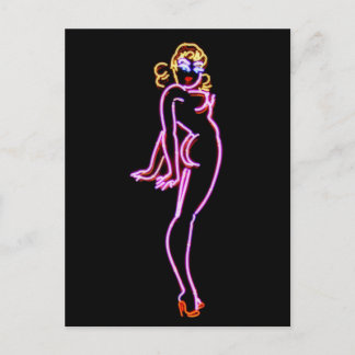 Cartão Postal Retro Neon Nude Pin-Up Girl