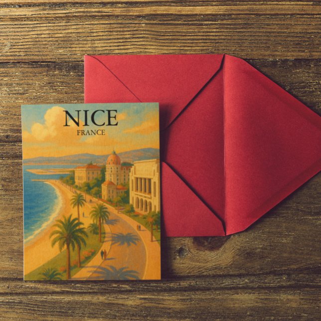 Cartão Postal Retro Nice França Riviera Promenade Francesa (Retro Nice France French Riviera Promenade Postcard)