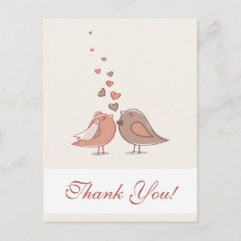 Cartão Postal Retro Noiva e Pássaros de Groenlândia Obrigado
