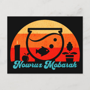 Cartão Postal Retro Nowruz Mobarak Goldfish