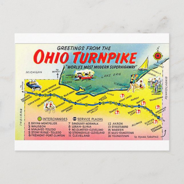 Cartão postal Retro Ohio Turnpike (Frente)