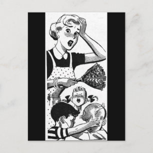 Cartão Postal Retro Overwhmed Mãe