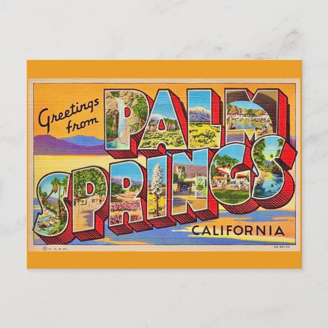 Cartão Postal Retro Palm Springs Greeting Postcard (Frente)