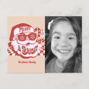 Cartão Postal Retro Papai Noel Alegre Natal Groovy Foto de Natal