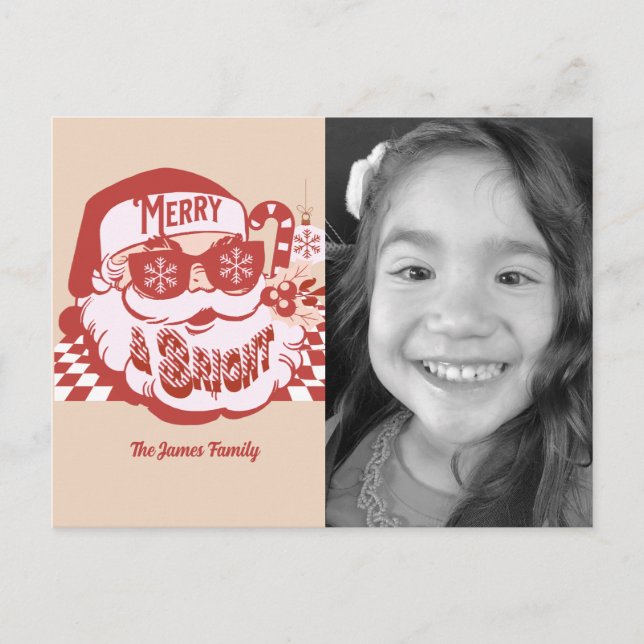 Cartão Postal Retro Papais noeis Feliz Brilho Fora de Natal (Frente)