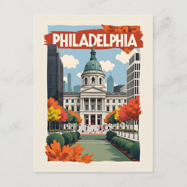 Cartão Postal Retro Philadelphia (Frente)