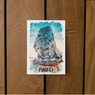 Cartão Postal Retro Phuket Tailândia — Pintura em Praia