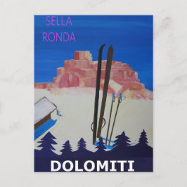 Cartão Postal Retro Poster Dolomés Itália em Sella Ronda