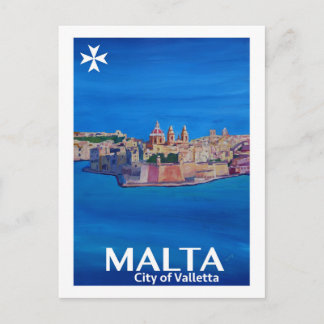 Cartão Postal Retro Poster Malta Valetta - Cidade dos Cavaleiros