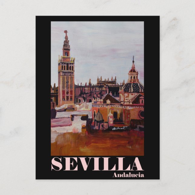 Cartão Postal Retro Poster Sevilla Giralda Andalucia (Frente)