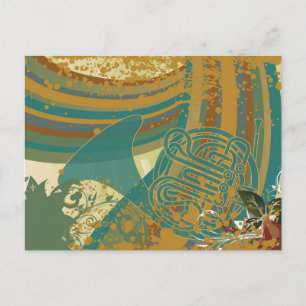Cartão Postal Retro Rainbow Horn francês