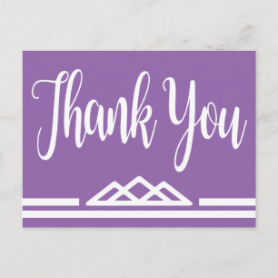 Cartão Postal Retro Roxo Obrigado Triângulo Geométrico Tribal C
