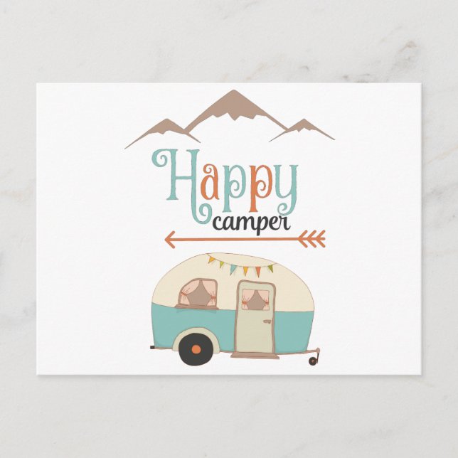 Cartão Postal Retro RV de Camper Cute Feliz (Frente)
