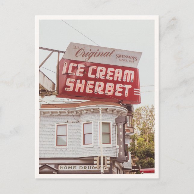 Cartão Postal Retro San Francisco Swensons Neon Sign Photo (Frente)