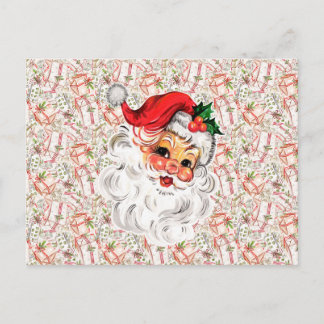 Cartão Postal Retro Santa Holiday Postcard