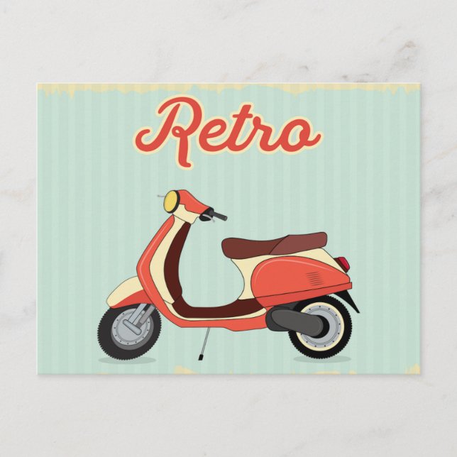 Cartão Postal Retro Scooter bike vintage postcard (Frente)