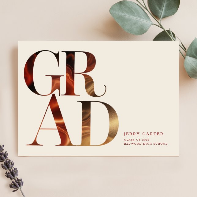 Cartão Postal Retro Script High School Graduation Announcement (Criador carregado)