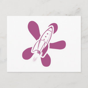 Cartão Postal Retro Splat Rocket Branco Rosa